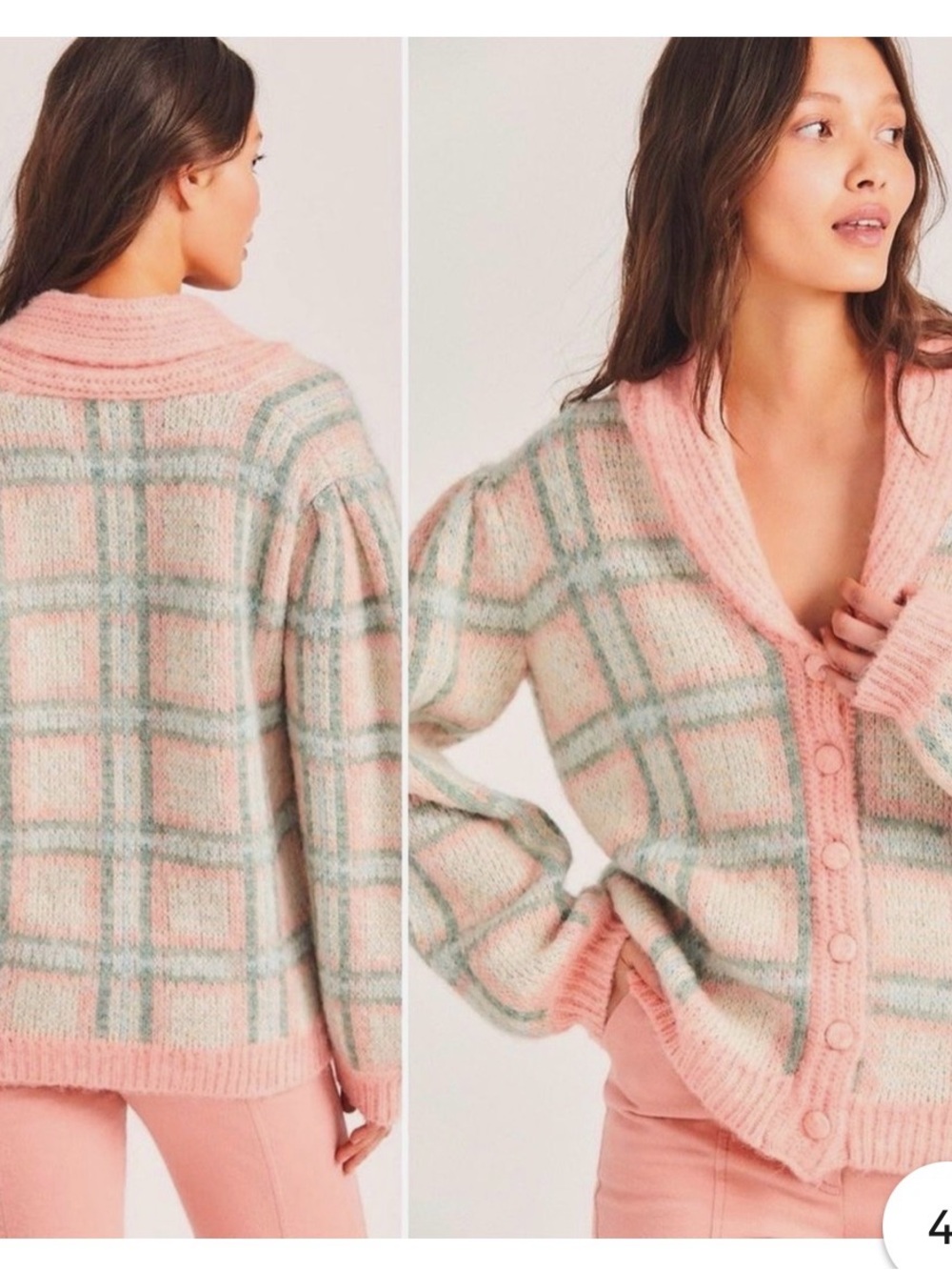 LoveShackFancy Jeeves Plaid Wool blend Cardigan